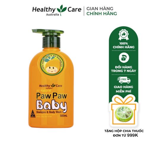 Sữa tắm gội Healthy Care Paw Paw Baby cho bé chiết xuất đu đủ lành tính 500ml