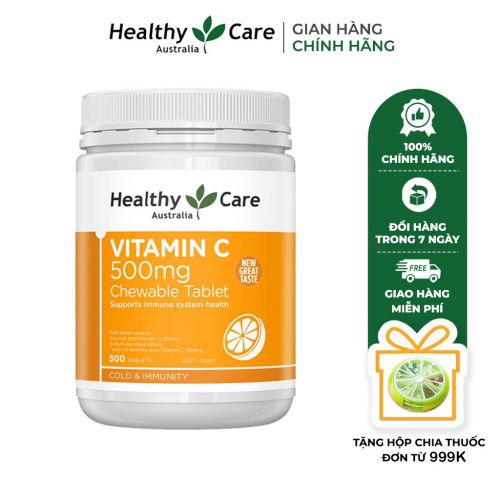 Viên nhai tăng cường sức đề kháng Healthy Care Vitamin C 500 Viên