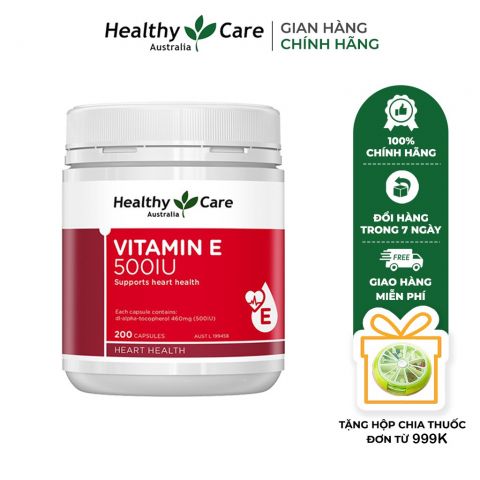 Viên uống bổ sung vitamin E Healthy Care 500IU 200 viên