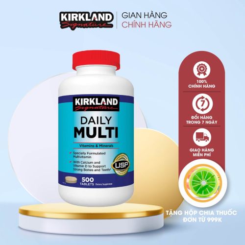 Vitamin tổng hợp Kirkland Signature Daily Multi bổ sung đầy đủ vitamin, khoáng chất cho cơ thể 500 viên của Mỹ