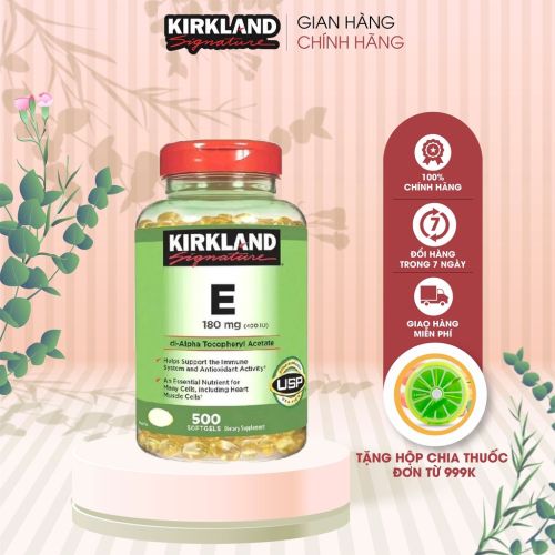 Combo viên nhai bổ sung vitamin C 500mg và viên uống vitamin E 400IU 500 viên Kirkland Signature của Mỹ