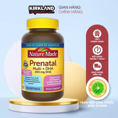 Vitamin tổng hợp cho mẹ bầu Nature Made Prenatal Multi + DHA 150 viên của Mỹ