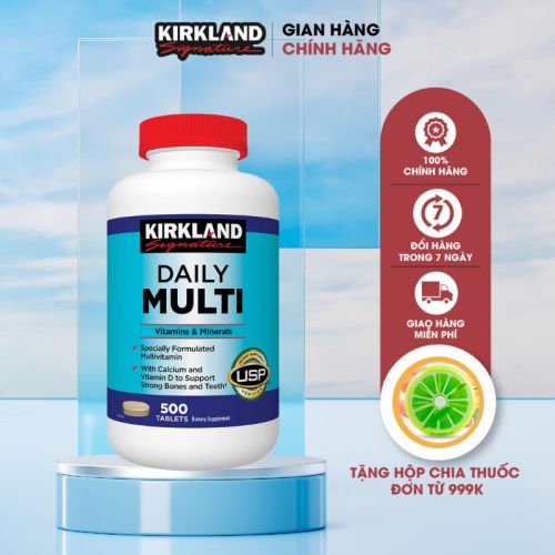 Viên uống Daily Multi Kirkland Signature 500 viên của Mỹ bổ sung Vitamin tổng hợp