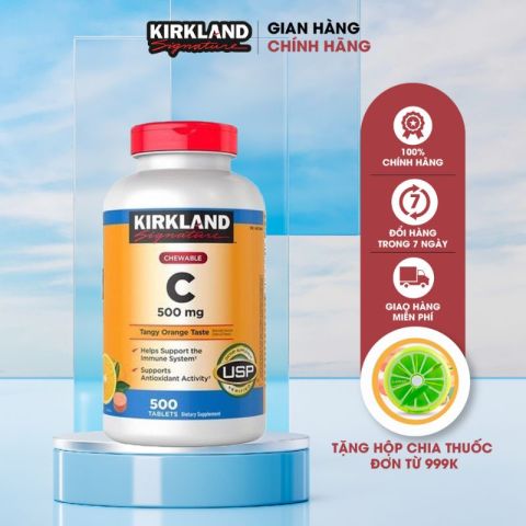 Viên Nhai Bổ Sung Vitamin C 500mg Kirkland 500 viên giúp tăng sức đề kháng Của Mỹ