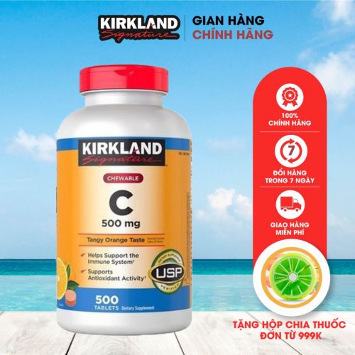Viên Nhai Bổ Sung Vitamin C 500mg Kirkland Của Mỹ 500 viên giúp tăng sức đề kháng